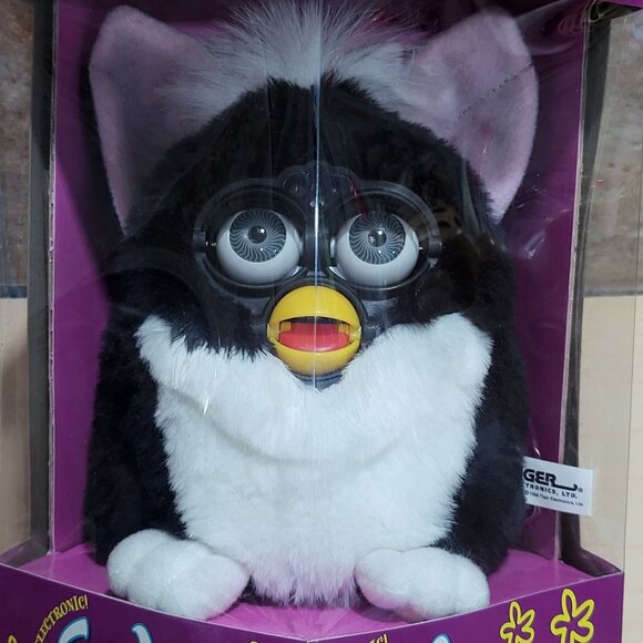 Vintage Black White Furby Tiger Electronic Robotic Toy 1998 - Picture 10 of 11